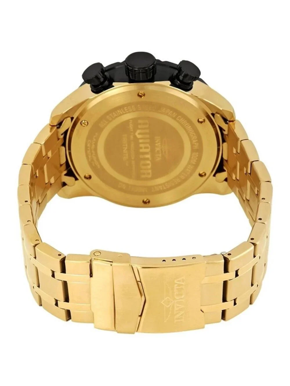 NWT Invicta Aviator Chronograph Gold Dial Gold-plated Men's Watch